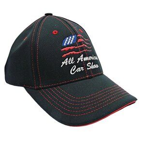 NEW All American Car Show Patriotic Flag Baseball Cap Trucker Hat Black Cotton